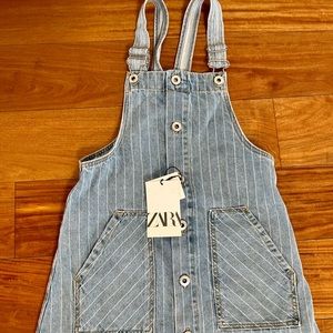 Brand New Tags Zara Kids Denim Collection Girls Overalls Dress Size 8yo